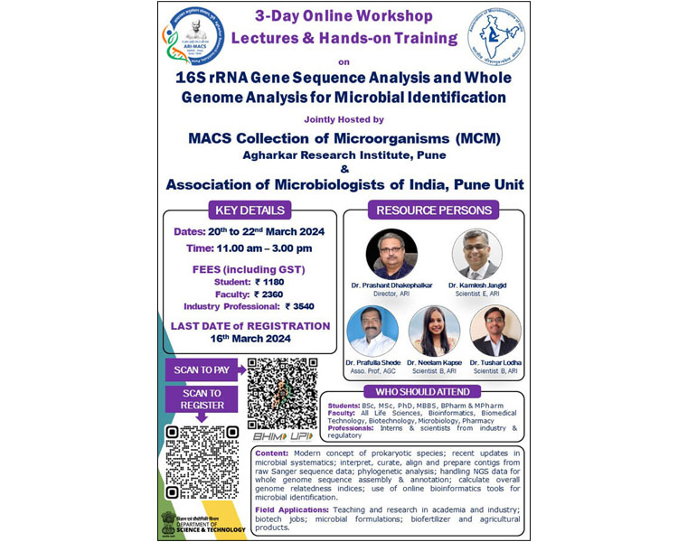 Online Workshop and Hands-on Training on “16S rRNA Gene Sequence Analysis and Whole Genome Analysis for Microbial Identification