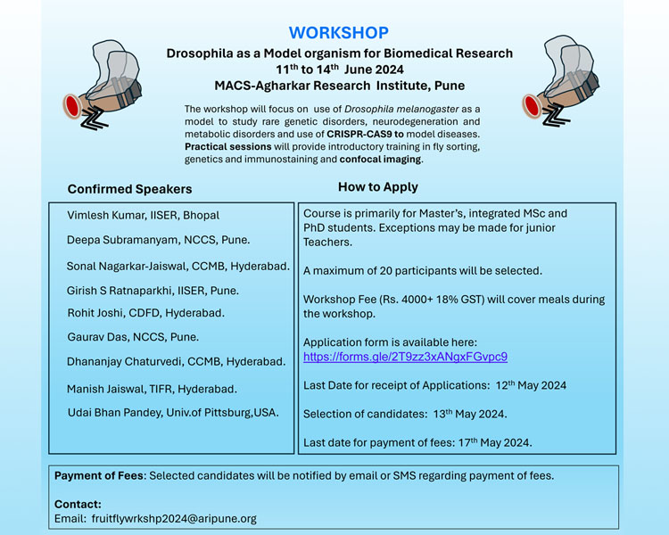 Workshop – Drosophila as a Model organism for Biomedical Research